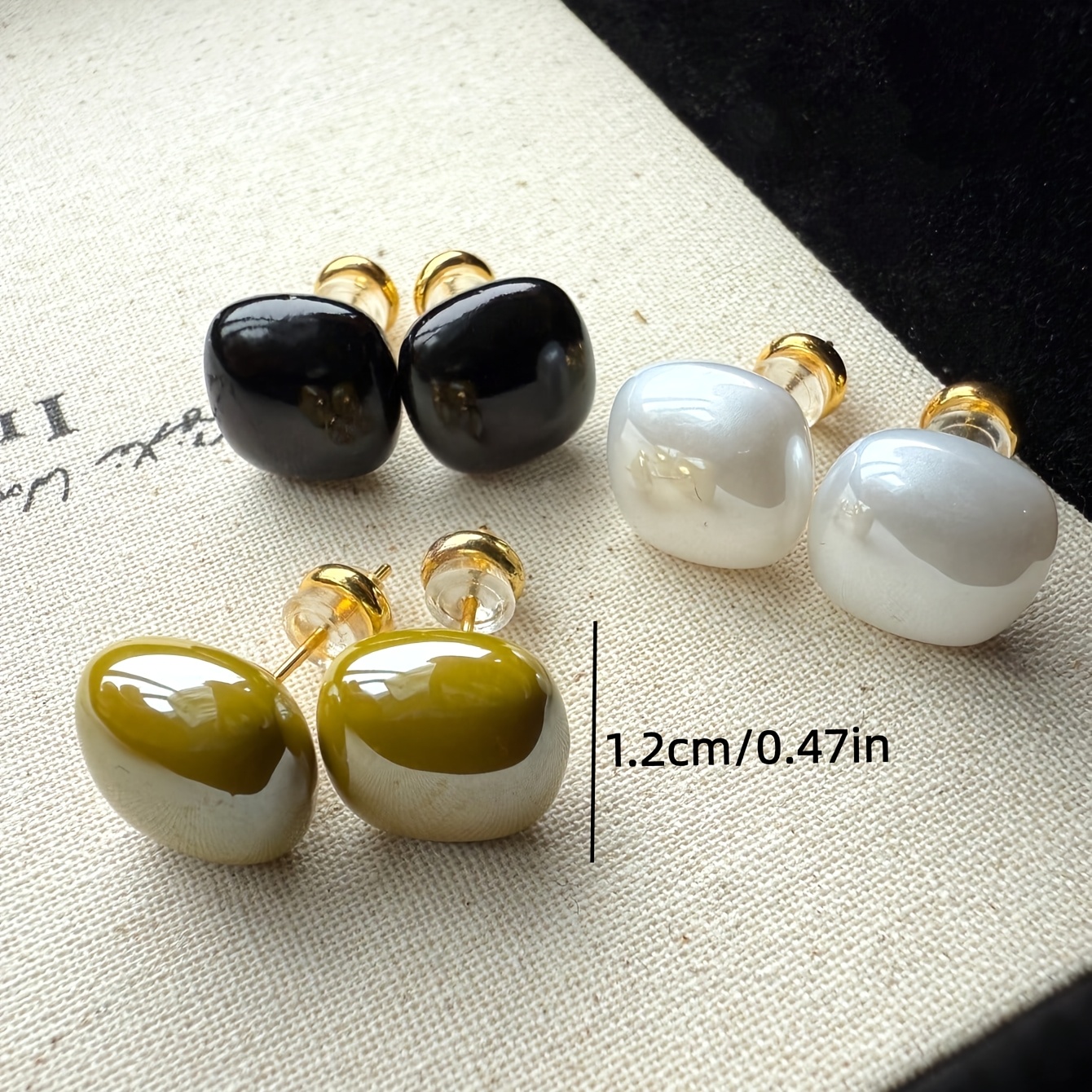 3 Pairs Retro Niche Mustard Yellow Beads Earrings Set